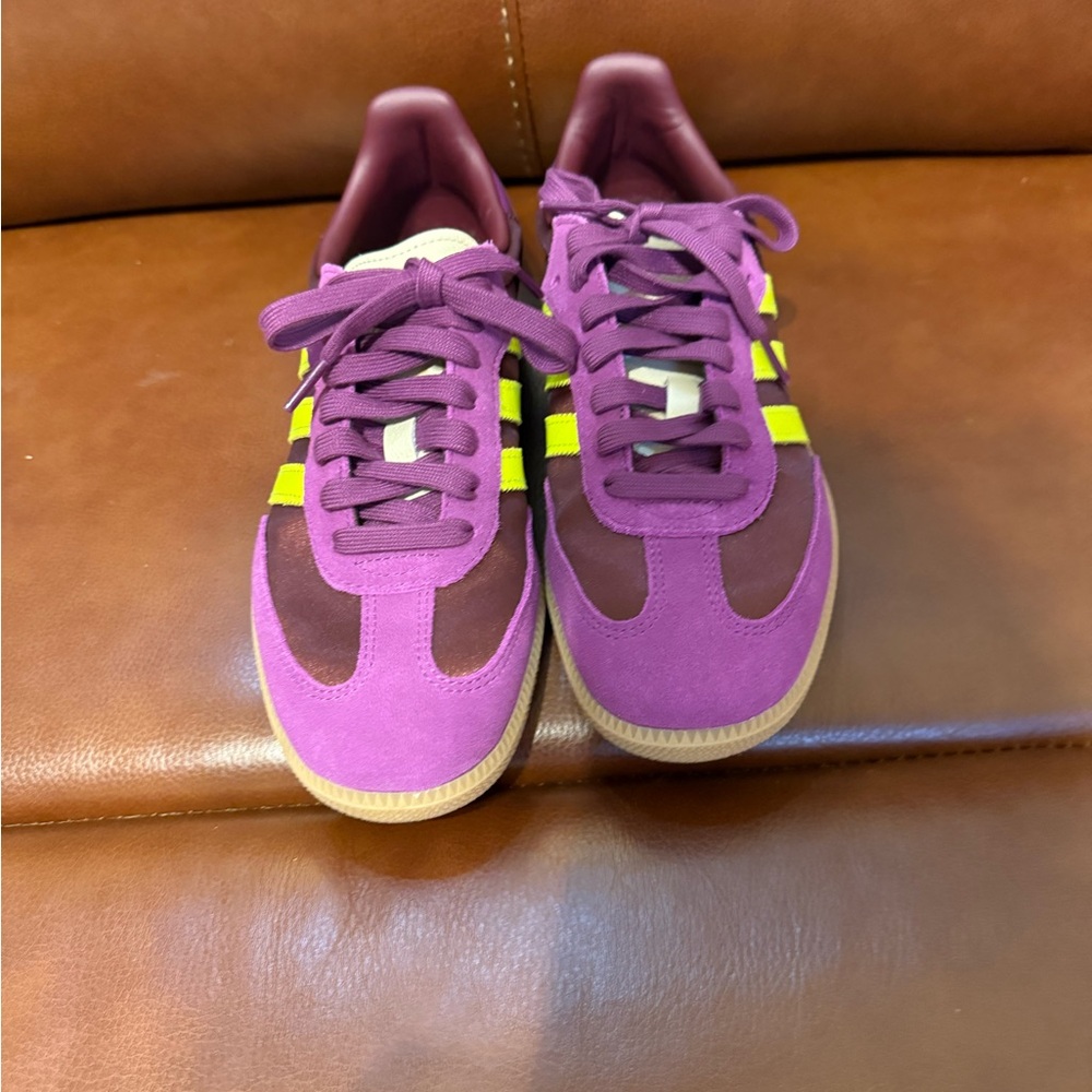Adidas Purple Sneakers with Gold Logo